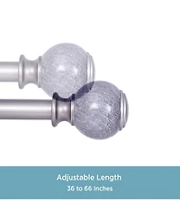 Kenney Noah 1" Premium Decorative Window Curtain Rod 36-66" Pewter
