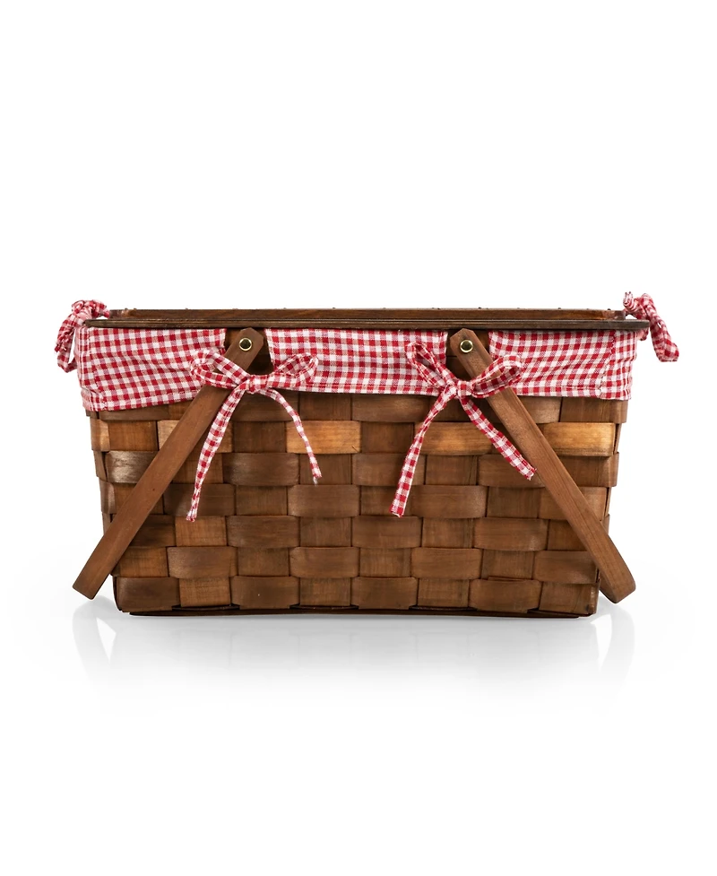 Picnic Time Kansas Handwoven Wood Picnic Basket