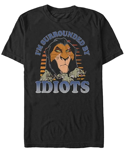 Fifth Sun Men's Disney The Lion King Scar Surrounded by Idiots Sunset Poster Short Sleeve T-shirt