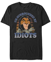 Fifth Sun Men's Disney The Lion King Scar Surrounded by Idiots Sunset Poster Short Sleeve T-shirt