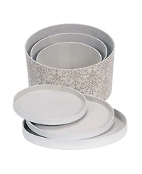 Round Hat Boxes with Lids, Set of 3