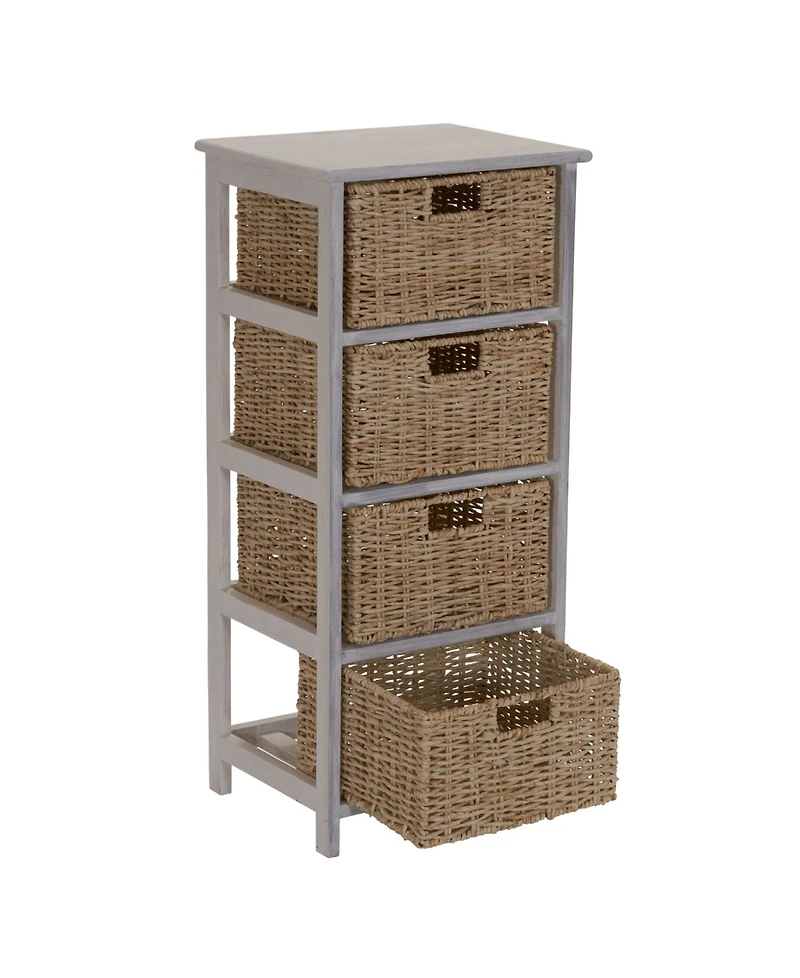 Household Essential Whitewash 4-Basket Storage Tower