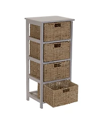 Household Essential Whitewash 4-Basket Storage Tower