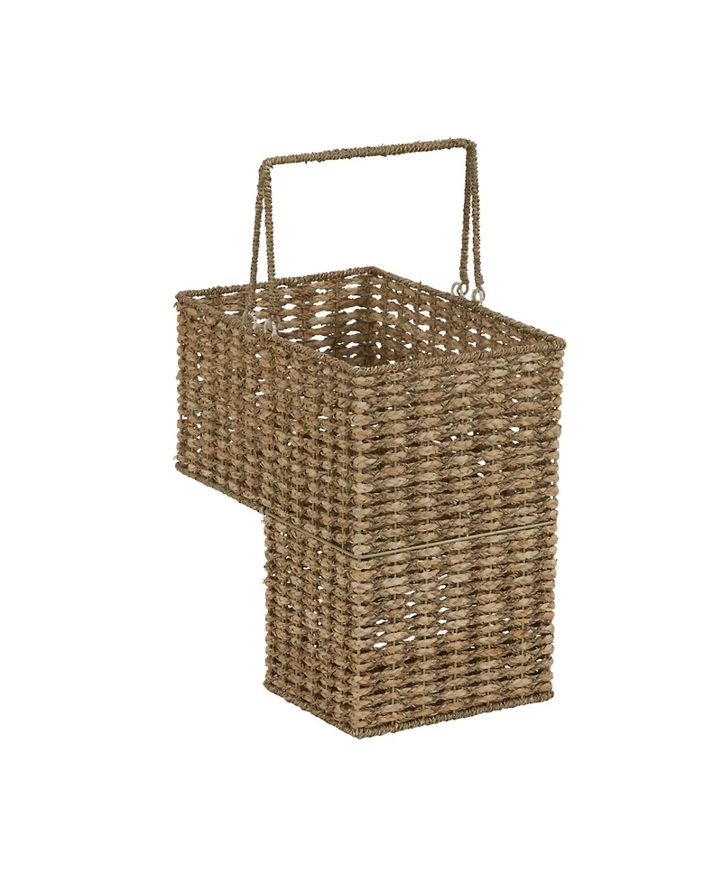 Sea Grass and Corn Husk Stair Step Basket