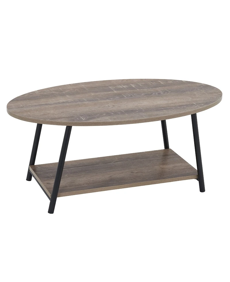 Household Essential Oval Coffee Table 2 Tier With Storage Shelf