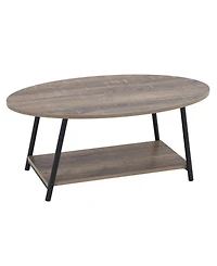Household Essential Oval Coffee Table 2 Tier With Storage Shelf