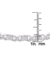 Diamond Accent Heart X Link Bracelet in Silver Plate or Gold Plate or Rose Gold Plate