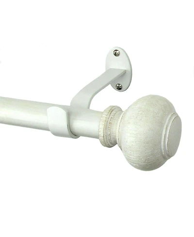 Elrene Home Fashions Rhinebeck Rustic Faux Wood 1" Diameter Adjustable Curtain Rod Set with Round Finials