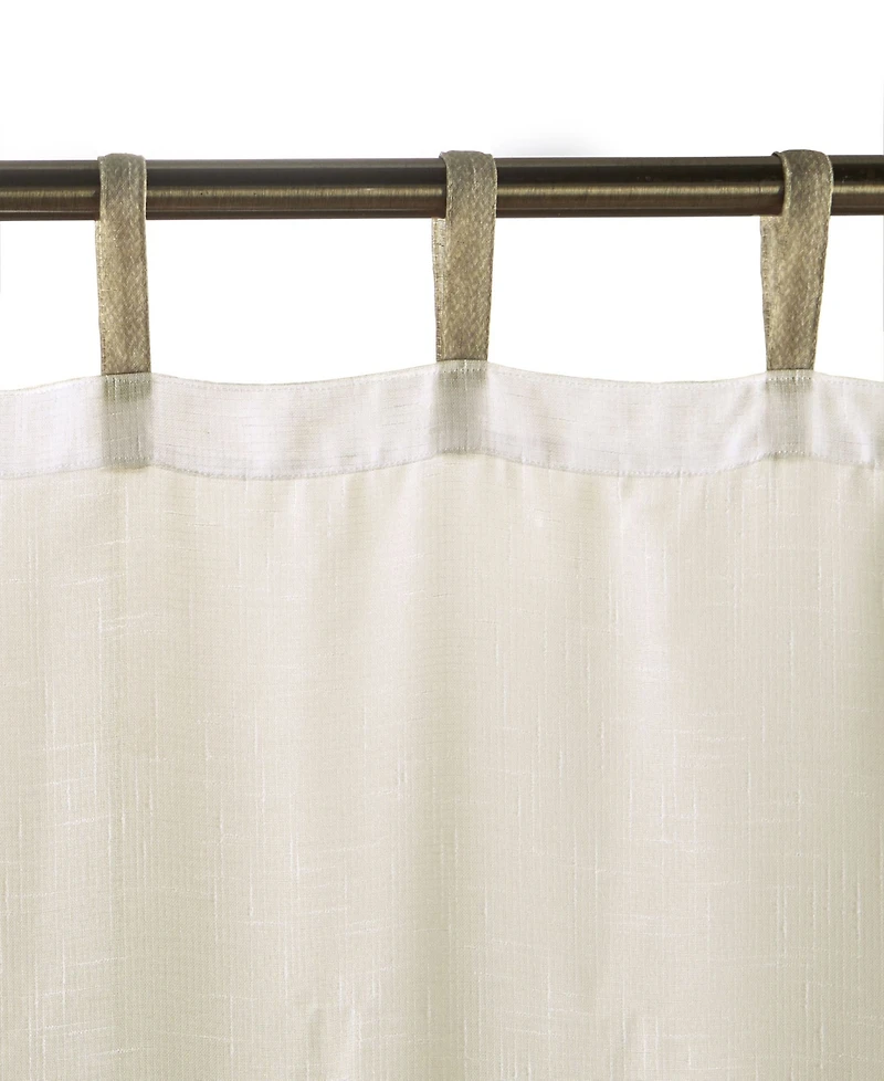 Threadmade Darien Solid Indoor/Outdoor Sheer Adhesive Loop Tab Top Window Curtain Panel