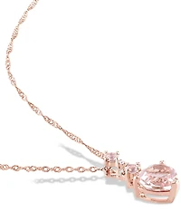 Morganite (1-1/4 ct. t.w.) & Diamond Accent Tiered Heart 17" Pendant Necklace in 10k Rose Gold