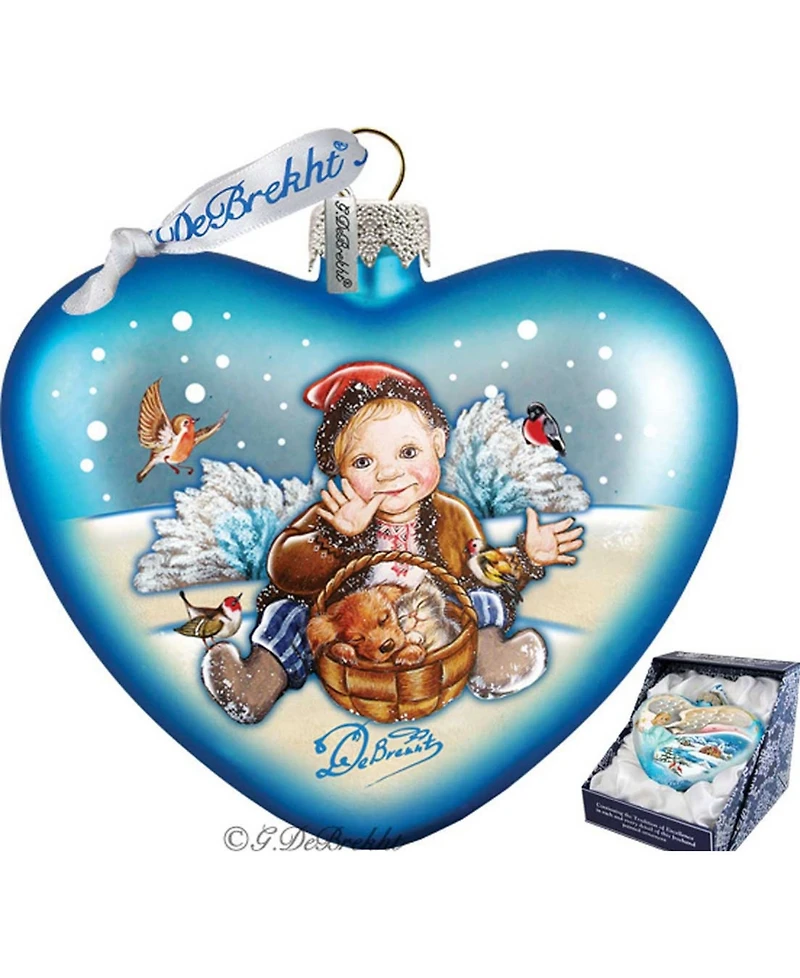 G.DeBrekht Winter Fun Hart Glass Ornament