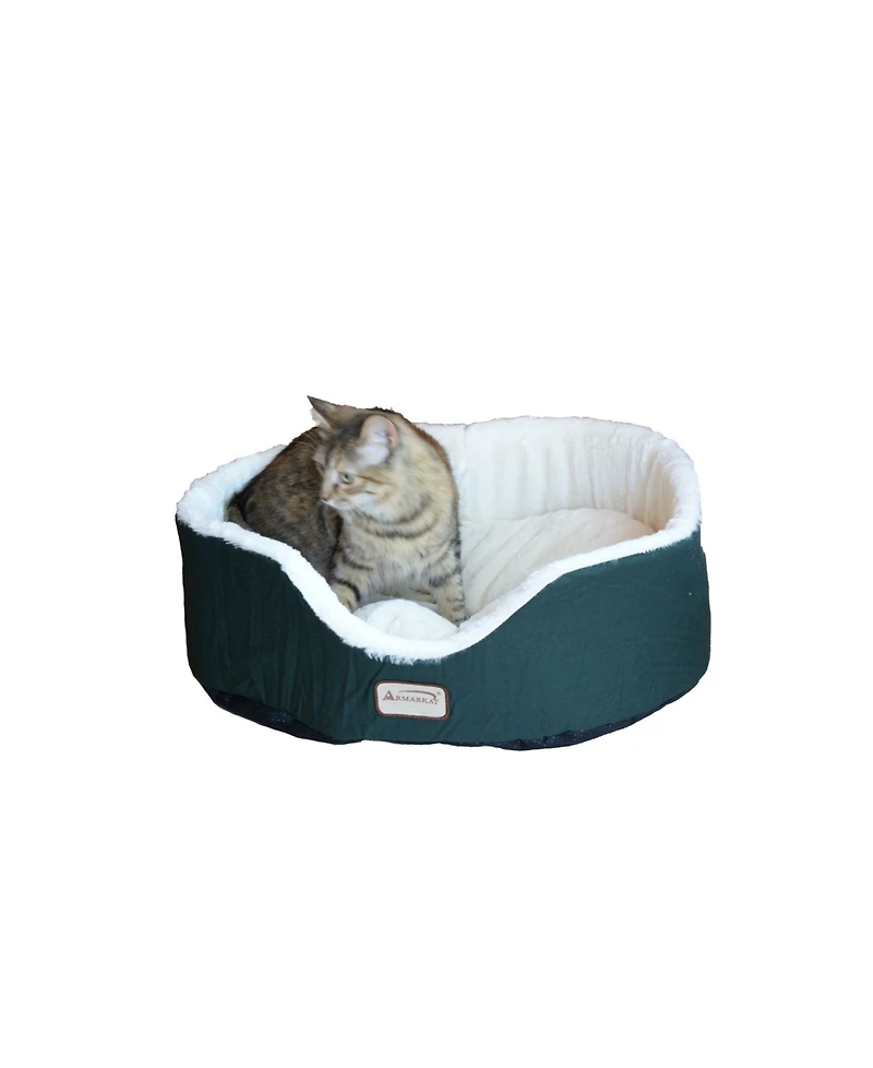Armarkat Cat Bed Oval Pet Cuddle House in Laurel Green/Ivory