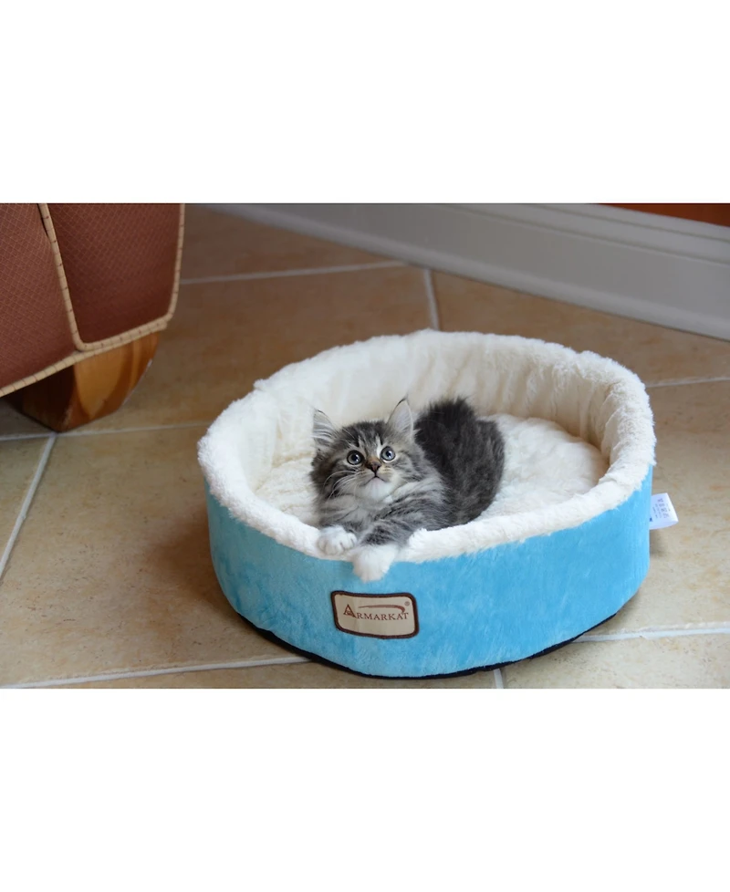 Armarkat 15" Soft Plush Round Dount Cat Beds, Dog Cuddler C12HTL/Mb - Waterproof and Skid-free Base