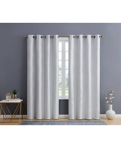 Hlc.me Montero Damask 100% Complete Blackout Shading Thermal Insulated Energy Efficient Heat/Cold Blocking Grommet Heavy Curtain Drapery Panels for Li