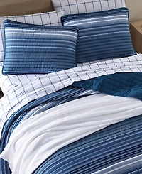 Nautica Coveside Blue Cotton Reversible -Piece Quilt Set