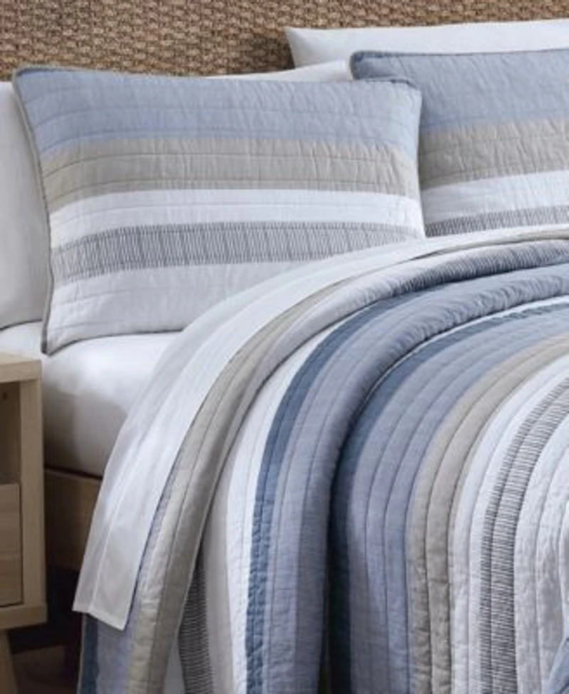 Nautica Galewood Beige Cotton Reversible Quilt Set