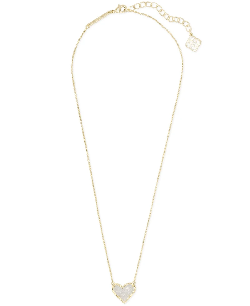 14K Gold Plated and Genuine Stone Kendra Scott Ari Heart Pendant Necklace