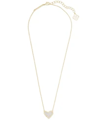 14K Gold Plated and Genuine Stone Kendra Scott Ari Heart Pendant Necklace