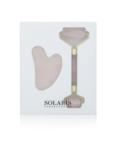 Solaris Laboratories Ny Rose Quartz Dermal Roller and Gua Sha 2 Piece Set