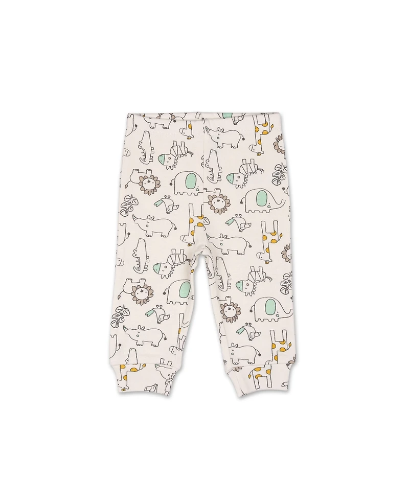 The Peanutshell Baby Boys Pants Set, 5 Pack, Safari, Black, White, Sage, Stars