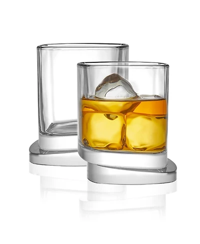 Joyjolt Aqua Vitae Off Base Square Whiskey Glasses, Set of 2
