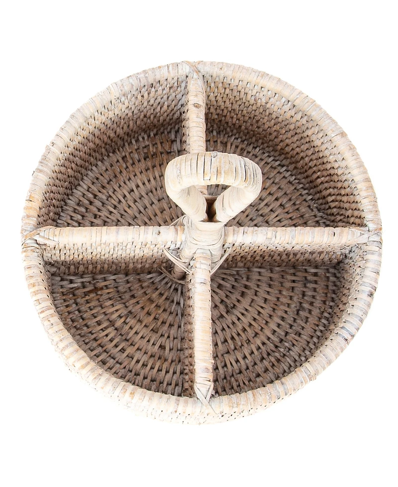 Artifacts Trading Company Artifacts Rattan Round 4 section Caddy/Cutlery Holder