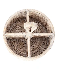 Artifacts Trading Company Artifacts Rattan Round 4 section Caddy/Cutlery Holder