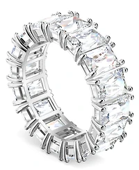 Swarovski Silver-Tone Baguette-Crystal Wide Ring