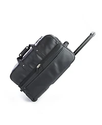 Royce New York Pebbled Leather Rolling Weekender Duffel Bag
