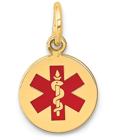 Medical Info Disc Charm Pendant in 14k Gold