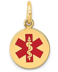 Medical Info Disc Charm Pendant in 14k Gold