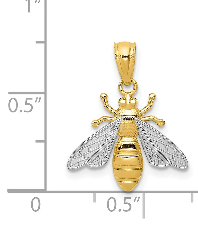 Two-Tone Bee Charm Pendant in 14k Gold
