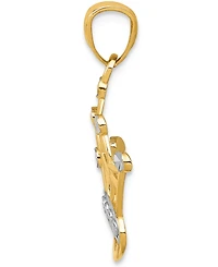 Majestic Crown Charm Pendant in 14K Gold with Rhodium Plating