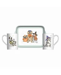 Wrendale Designs 3 Piece Mug and Tray Set - Trick or Treat