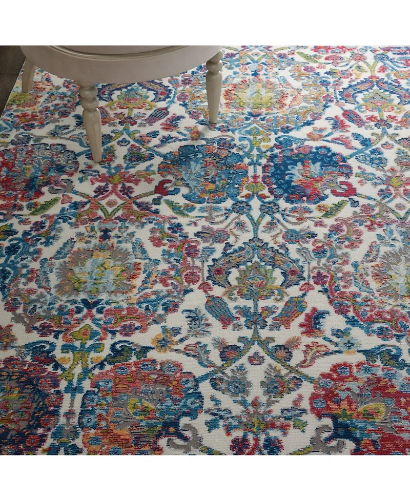 Nourison Home Ankara Global ANR06 Ivory and Blue 4' x 6' Area Rug