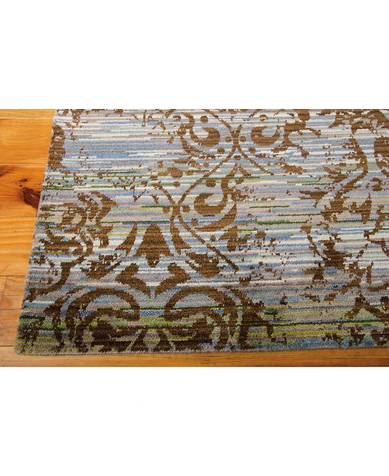 Closeout! Nourison Home Rhapsody RH009 Blue and Moss 5'6" x 8' Area Rug