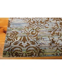 Closeout! Nourison Home Rhapsody RH009 Blue and Moss 5'6" x 8' Area Rug