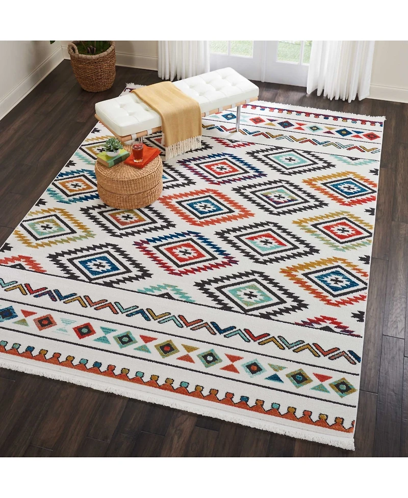 Nourison Home Navajo NAV06 White 7'10" x 10'9" Area Rug