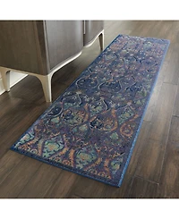 Nourison Home Ankara Global ANR08 Navy and Multi 2' x 6' Runner Rug