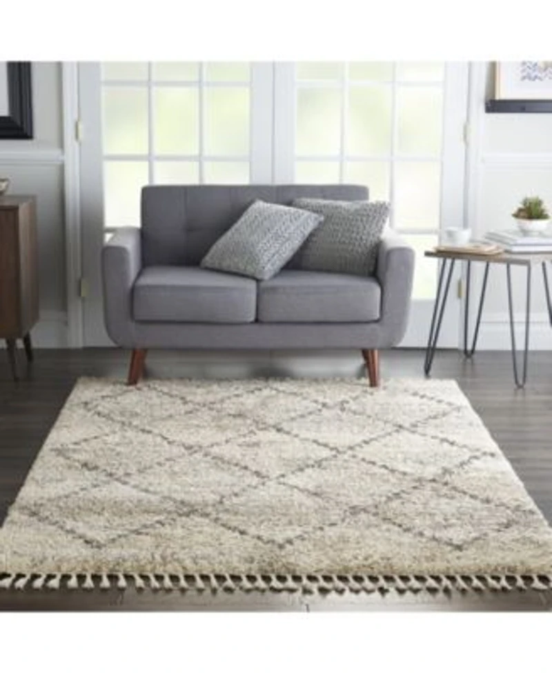 Nourison Home Oslo Shag Osl01 Ivory Gray Rug