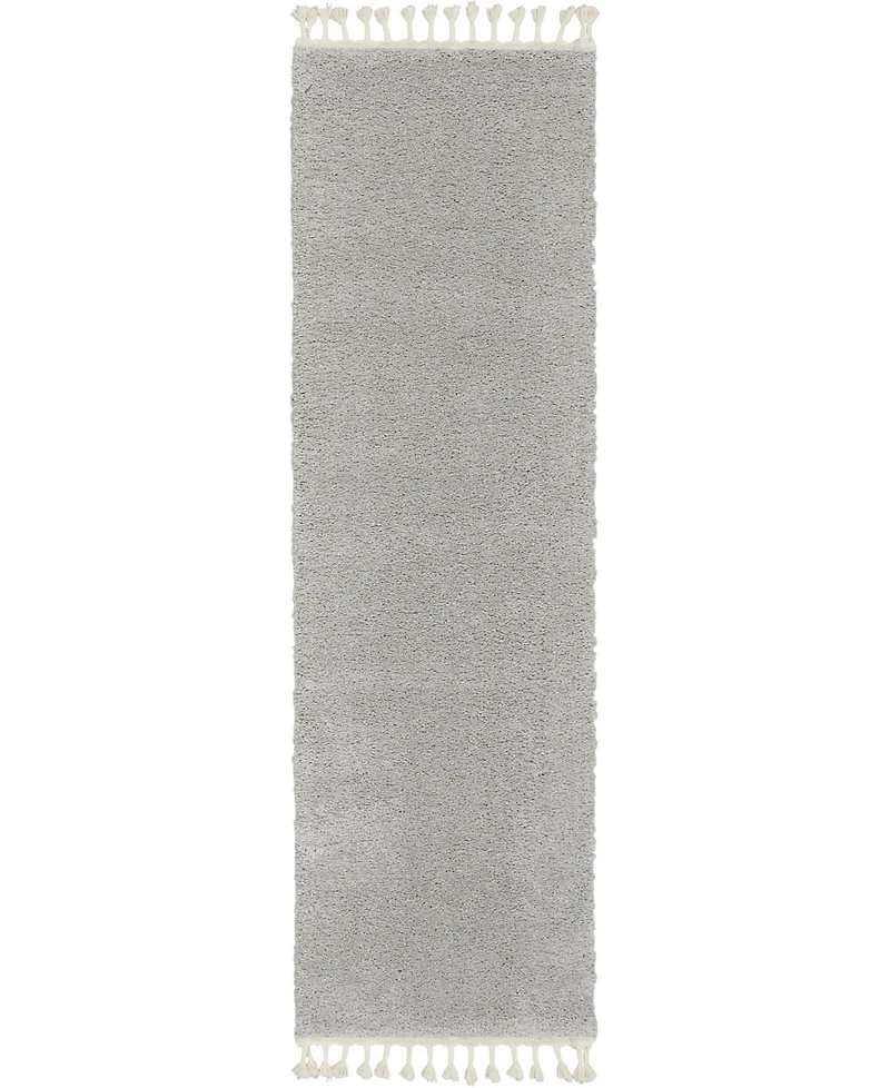 Nourison Home Serenity Shag SRS04 Silver 2'2" x 8'1" Runner Rug