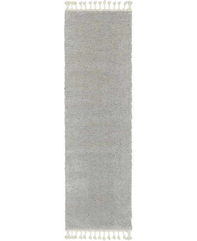 Nourison Home Serenity Shag SRS04 Silver 2'2" x 8'1" Runner Rug