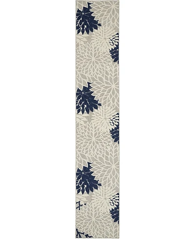 Nourison Home Aloha ALH05 Ivory and Navy 2'3" x 10' Runner Rug
