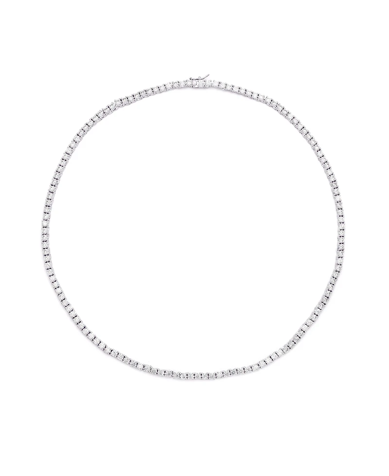 Cubic Zirconia Tennis Necklace In Silver Plate or Gold Plate