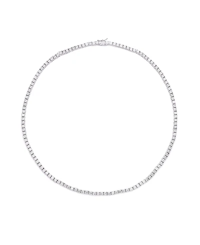 Cubic Zirconia Tennis Necklace In Silver Plate or Gold Plate