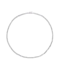 Cubic Zirconia Tennis Necklace In Silver Plate or Gold Plate