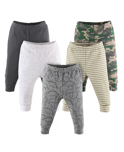 The Peanutshell Baby Boys Pants Set, 5 Pack, Camo & Dino