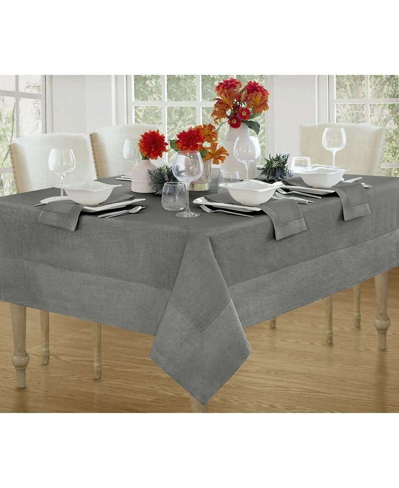 Villeroy & Boch New Wave Metallic Border Linen Tablecloth, 70" Round