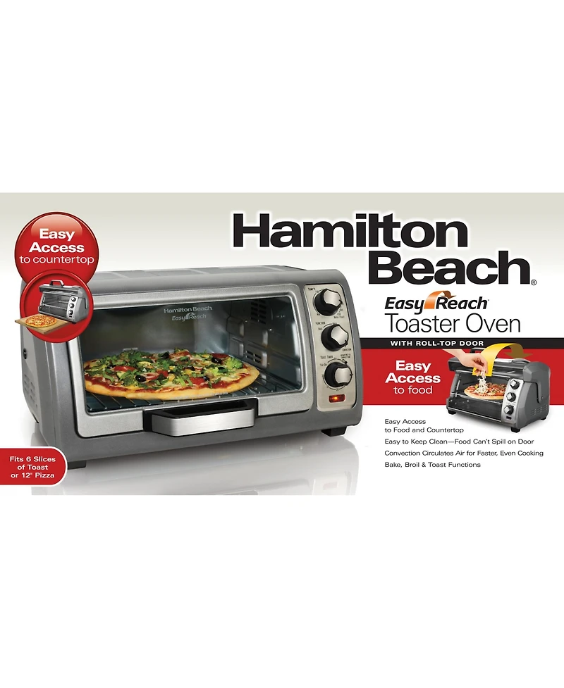 Hamilton Beach Easy-Reach Toaster Oven with Roll-Top Door - 31126D