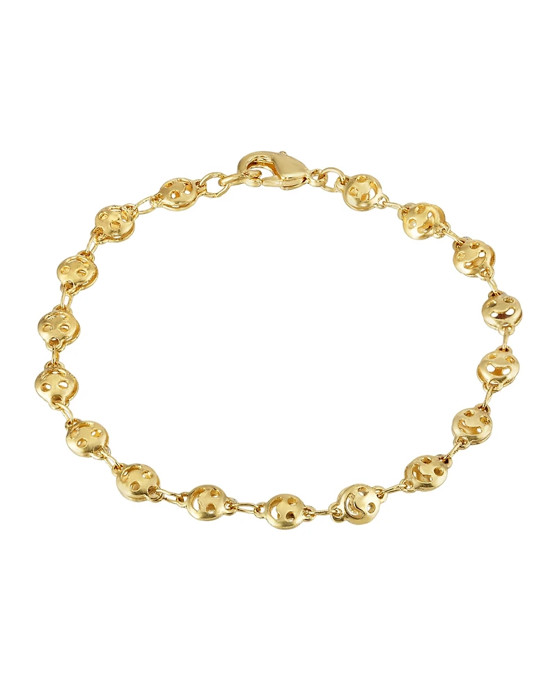 2028 Gold-Tone Happy Face Chain Bracelet